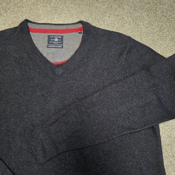 AW Dunmore Cashmere and Silk Men's Soft‎ Jumper Sweater Sz 48/M Heathered Gray - Picture 1 of 6